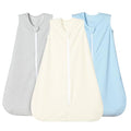 david's kids 3 Pack Warm Micro Fleece Baby Sleep Sack 12-18 Months, Soft Baby Wearable Blankets with 2-Way Zipper, Comfy Winter Sleeping Bags for Toddler Boys, Large Size, Snow White & Grey & Blue