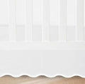 100% White Cotton Sateen Crib Skirt Scalloped Hem with Split Corners ; 4-Sided Skirt fits Around The Entire Crib (White, 28"x52"+ Drop 8'' INCH)