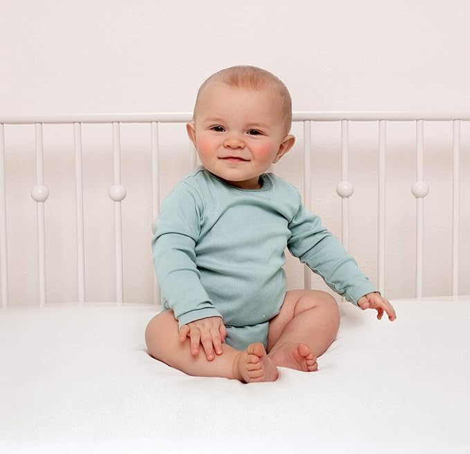 Crib Fitted Sheet by Pure Bamboo, Genuine 100% Organic Viscose Derived from Bamboo, Luxuriously Soft, Ultimate Cooling, Fits Standard Size Crib Mattress (Sea Glass)