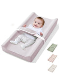 COMOMY Baby Changing Pad with Wipeable & Waterproof PU Cover, Contoured Diaper Changing Pad for Dresser with Non-Slip Safety Belt, Portable and Lightweight, Large Cushioned Foam, Lavender