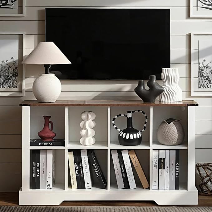 8 Cube Storage Organizer, Wood Cube Bookshelf with LED Lights, Horizontal Storage Cubes, Kids Bookshelf, Display Cabinet Cubby Shelf for Living Room Home Office Bedroom, White
