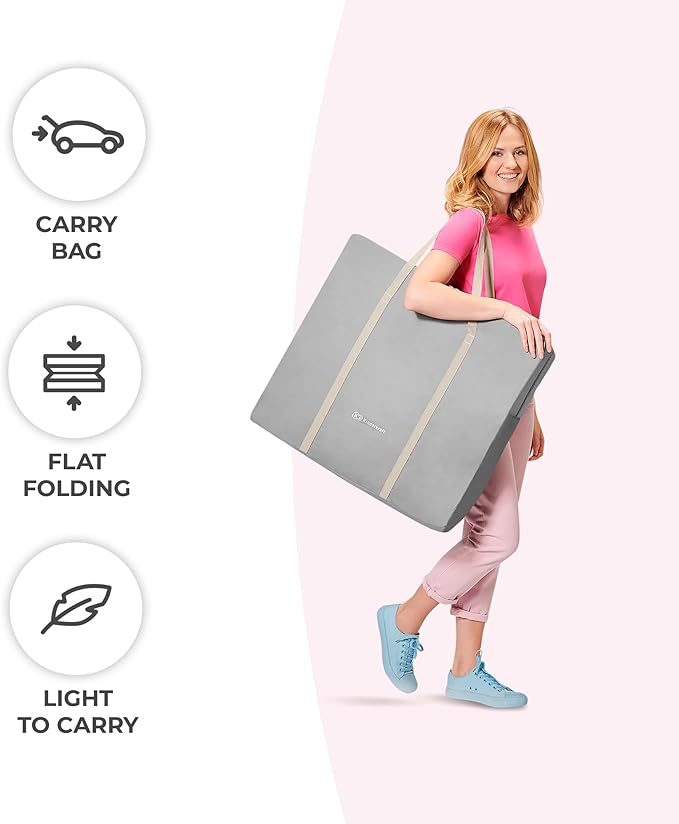 Kinderkraft LOVI Travel Bassinet for Baby, Portable Folding Baby Bed with Built-in Mosquito net, Adjustable Hood and an Additional Cradle Function, Beige