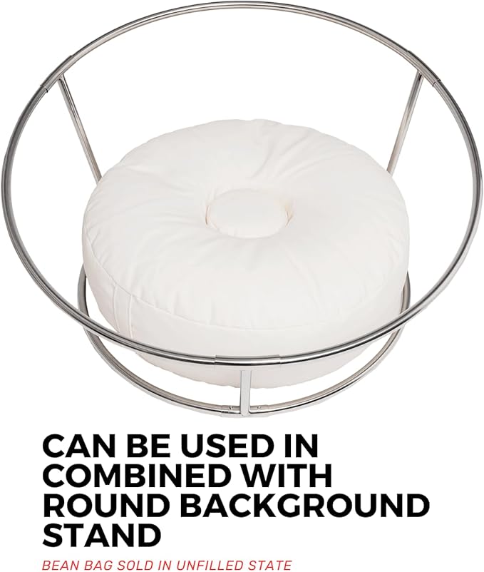 Newborn Photography Beanbag (Unfilled) 32″Donut Style, Travel Size Baby Posing Prop Vegan Leather Posing Pillow Poser Cushion with Handle for Baby Photoshoots, Studio, Home or On-The-Go Use