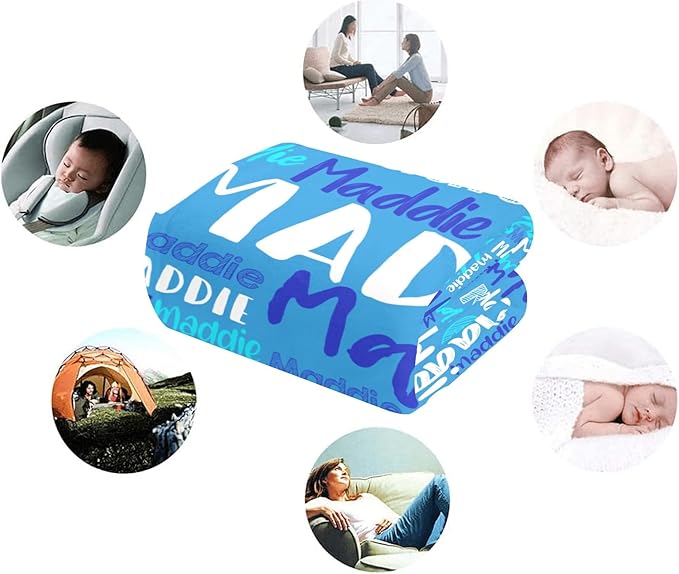 Dr.TOUGH Personalized Blankets with Name Customized Baby Blankets for Girls Boys Adults Monogrammed Blankets and Throws Christmas Birthday Mothers Fathers Valentines Day Gift (Blue-Green,30''×40'')