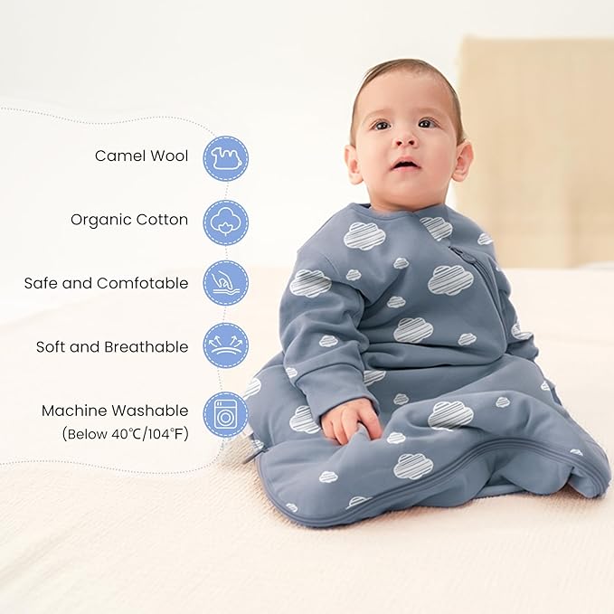 Unisex Sleeping Bag for Babies and Toddlers 1.0 Tog Sleep Sack 0-6 Months, Newborn Sleep Sack, Wearable Blanket Baby, One Piece Long Sleeves, Gifts for Baby