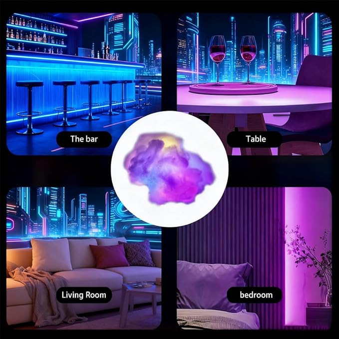 LED Cloud Light with Music Rhythm, 2025 New Cloud Lights for Ceiling,Bedroom,Gaming Room, Music-Sync Dynamic Lighting Effect, Cool Stuff for Boys, For Ceiling Bedroom Office Party (78.7in LED light)