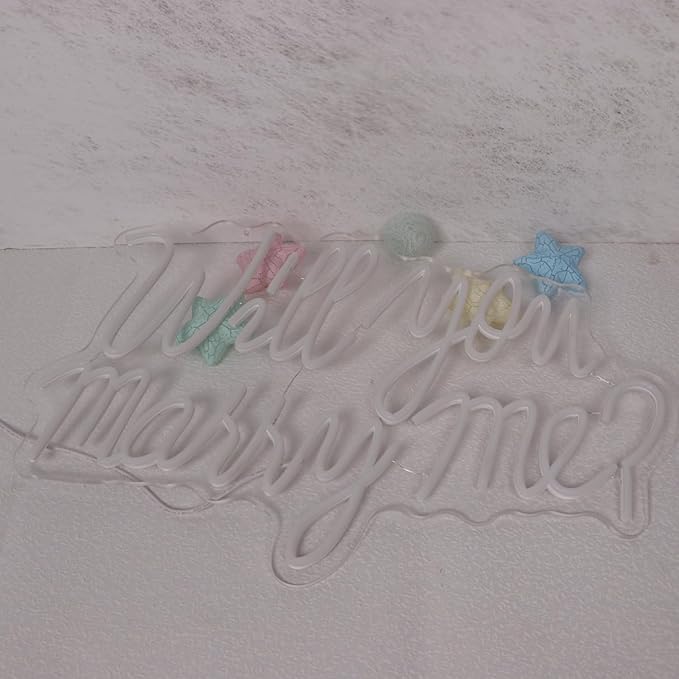 Will You Marry Me Sign for Wall Decor Led Neon Lights for Teen Bedroom Decor Art Light Up Letters Will You Marry Me Neon Signs for All Wedding Party Proposal Decorations USB 21.7x13.8 Inch(white)