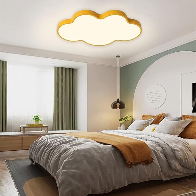 LED Ceiling Light Fixture,19 Inch Modern Cloud Shape Recessed Ceiling Lights,Dimmable Light,29W Yellow Close to Ceiling Lighting Flush Mount Living Room Bedroom,3000K-6000K