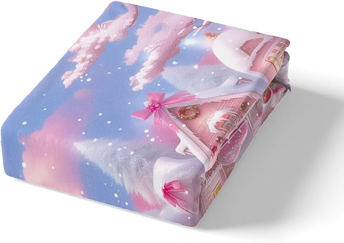 Manfei Christmas Duvet Cover Set King Size, Pink Truck Flower Snowman Bedding Set for Kids Girls Room Decor, New Year Theme Comforter Cover, Lightweight Bedspread Cover, 2 Pillowcases, No Comforter