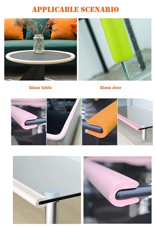 M2cbridge U Shape Extra Thick Furniture Table Edge Protectors Foam Baby Safety Bumper Guard 6.5 Ft (Black (6.5ft x2))