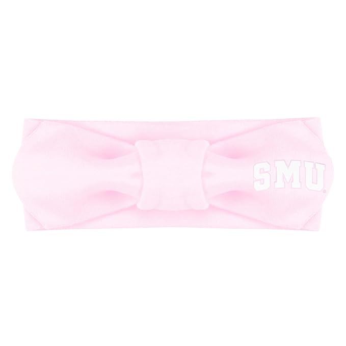 Creative Knitwear SMU Mustangs Infant Girls Pink Solid Hair Knot Headband Embroidered Logo - Size Newborn - 4T