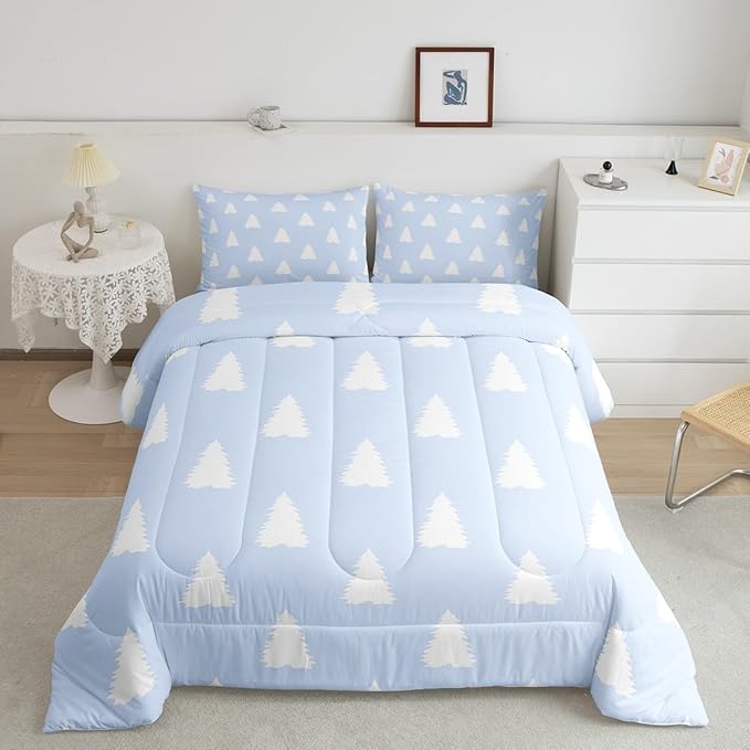 Feelyou Christmas Trees Bedding Set for Kids Boys Girls Full Size Xmas Comforter Set Ultra Soft Winter Comforter Holiday Decor Duvet Quilt Bedroom Decor Christmas Decorations Quilt
