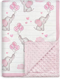 SANDJEST Elephant Kid Blanket for Girl - 30 x 40 Minky Throw Blankets for Girls - Gift for Kids on Birthday
