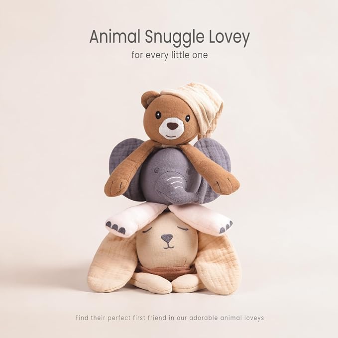 lulumoon Baby Security Blanket Elephant: Snuggle Muslin Lovey for Travel & Daycare - Self-Soothe Lovie for Newborn Gift
