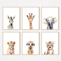 Wodkwq Nursery Wall Art Safari Animal Canvas Prints Baby Girl Boy Room Decor Poster Pictures Cute Jungle Theme Toddler Room Decoration Painting Set of 6 for Kids Bedroom Bathroom 12x16in Unframed