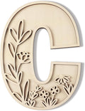 Layered 12 Inch Large Wooden Letters for Wall Decor, Flowered Paintable Wooden Nursery Letters for Crafts Wood Alphabet Letter C for Birthday Boho Nursery Name Sign Wedding Home Decoration