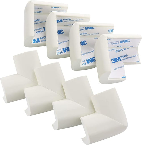 8 Pack Soft Corner Protector Baby Proofing Edge and Corner Guards, Safety Pre-Taped Rubber Foam,Child Safety Furniture Bumper, Corner Protectors for furniturey, Soft Sponge Table Corners, White