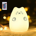 GoLine Cute Night Lights for Kids, Best Christmas Birthday Gifts for 3-12 Year Old Girls Teen, Cat Silicone Baby Night Light for Newborn, Remote and Tap Control