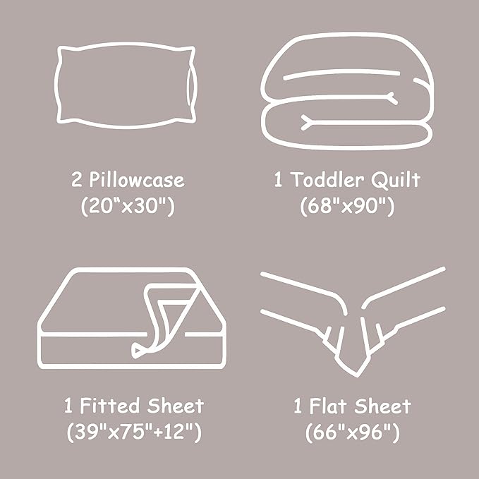 FLXXIE 5 Pieces Toddler Bedding Set, Soft and Breathable Microfiber Crib Sheet Set, Includes Quilted Comforter, Flat Top Sheet, Fitted Sheet, Envelope Pillow Case for Boys and Girls, Navy Blue