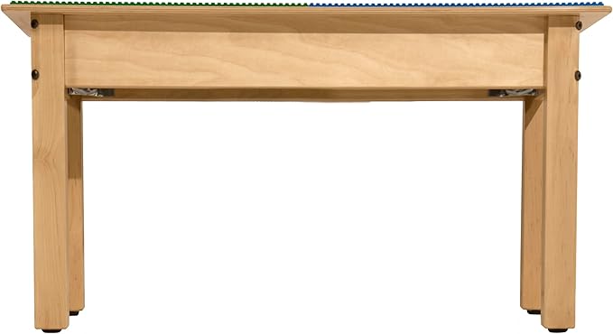 Contender Time-2-Play Kids Birch Plywood Blue & Green Montessori Lego Compatible Table with Shelf for Playroom, All Purpose Activity Play 30.75" W Rectangular Desk for Toddlers [14" Long Legs]