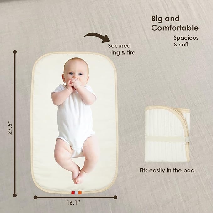 Portable Diaper Changing Pad-Quilted Thicker Waterproof Changing Pad-Change Pad Liner Bed Pad Play Mat-Travel Diaper Changing Pad (Flat)