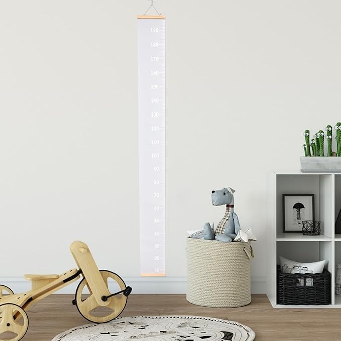 Height Growth Chart Ruler for Boys and Hanging Canvas Measurement Ruler for Home School Nursery Easy Storage Growth Record Tracking
