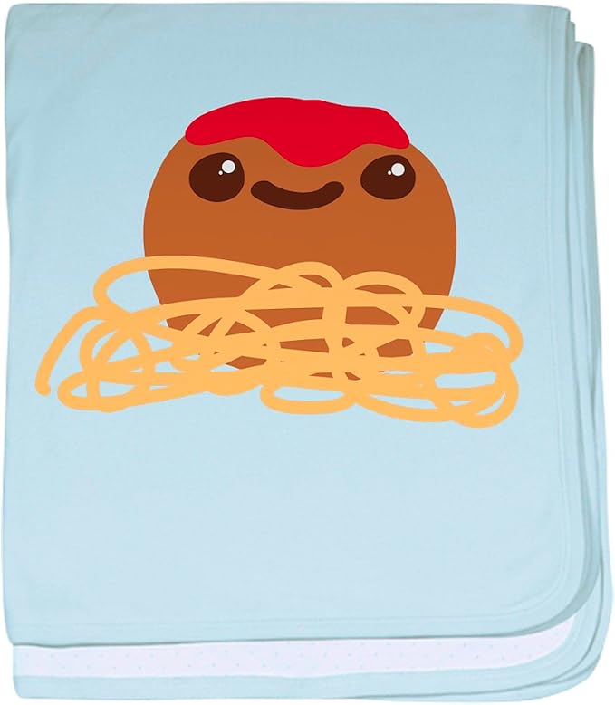 CafePress Cute Meatball and Spaghetti Baby Blanket, Super Soft Newborn Swaddle