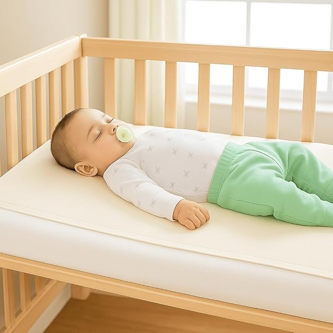Organic Crib Mattress Protector - Flat Sheet Water Resistant Liner Pad, Breathable, Skin Friendly, Chemical-Free Pure Cotton [GOTS-Certified] for Portable (36"x26") - Pack of 1