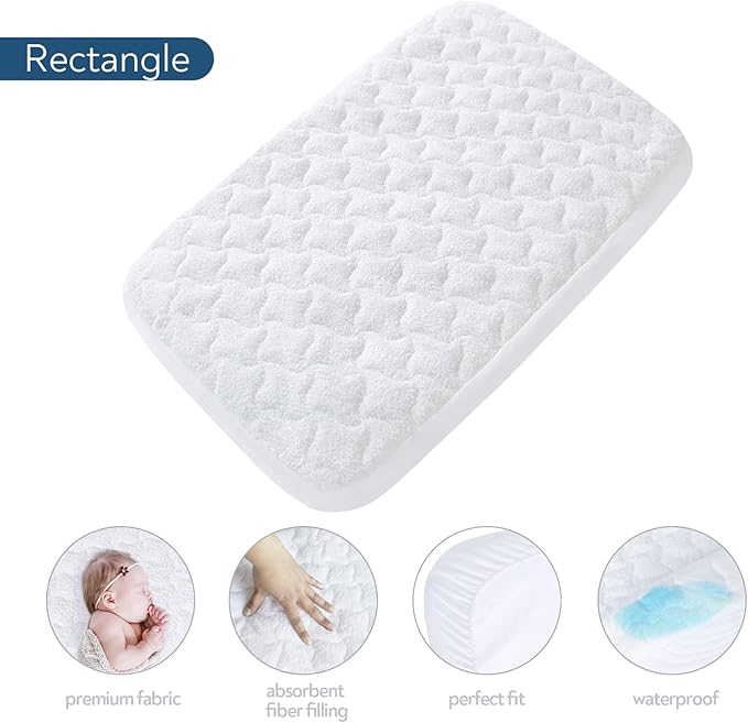 Bassinet Mattress Pad Cover 33" x 20"-Fit for Koola Baby, Mika Micky, ANGELBLISS, YADAQE, Dream On Me,Papablic, AMKE, Baby Delight Bedside, Waterproof Bassinet Mattress Protector, Cotton Terry Surface