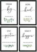 YWJKWLGS Inspirational Quote Wall Art Set 11x16 Inch Set of 4 Motivational Home & Office Decor for Positive Family Encouragement Wooden Framed Signs (Black)