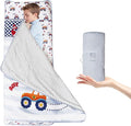 Toddler Nap Mat with Pillow and Minky Blanket 55''x35'' Toddler Sleeping Bag for Daycare, Preschool Travel Camping Mat Nap Mat for Boys and Girls