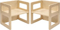 FUNLIO Height Adjustable Montessori Weaning Chair for Age 1-3, Quality Solid Wooden Chair, for Eating/Reading/Playing,Montessori Furniture with CPC Certified - Natural（2pcs）