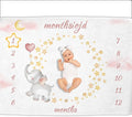 OLIVE OLIVIA Personalized Monthly Baby Milestone Blanket, Baby Months Blanket, Perfect Custom Newborn Gifts,50"x60"