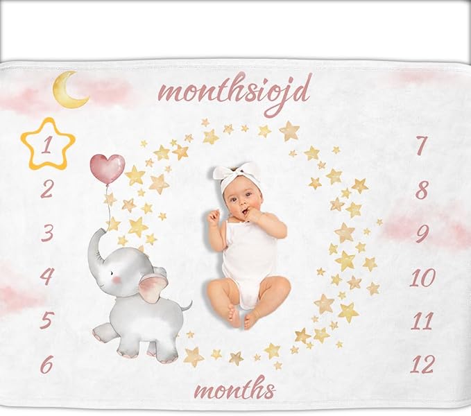OLIVE OLIVIA Personalized Gifts for Baby with Customized Name, Baby Monthly Milestone Blanket for Baby Girl Boy, Baby Blanket, Perfect Custom Baby Blanket Gifts,60"x80"