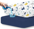 Little Grape Land Waterproof Crib Sheets for Boys Girls, Soft and Breathable Waterproof Baby Crib Sheets 52"x28", Crib Mattress Sheets Neutral for Standard Crib and Toddler Bed Mattress (Dinosaur)