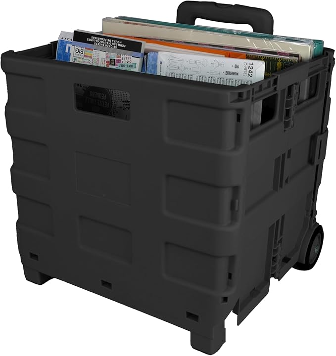 Everything Mary Rolling Plastic Storage Cart – Black Organizer for Crafts, Sewing, Office & Home Supplies