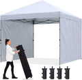 ABCCANOPY Pop up Canopy Tent with 2 Sidewalls for Outdoor Sun Blocking or Rain Protection,10x10, White