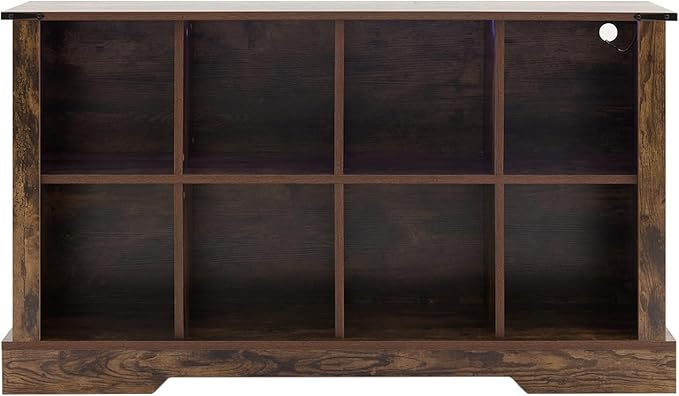 8 Cube Storage Organizer, Wood Cube Bookshelf with LED Lights, Horizontal Storage Cubes, Kids Bookshelf, Display Cabinet Cubby Shelf for Living Room Home Office Bedroom, Brown