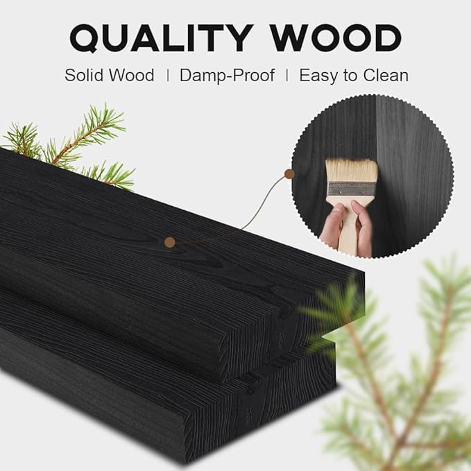 Habudda Floating Shelves, 35.5 Inches Wall Shelf for Rustic Home Decor, Bathroom, Bedroom, Kitchen, Natural Solid Wood, Invisible Bracket, 2 Pack