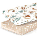 GRSSDER Stretch Ultra Soft Jersey Knit Changing Pad Cover Set 2 Pack, Change Table Pad Covers Fit 32"/34" x 16" Pads Safe and Snug, Stylish Cute Rainbow Print for Baby