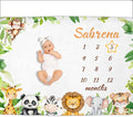 OLIVE OLIVIA Personalized Monthly Baby Milestone Blanket, Baby Months Blanket, Perfect Custom Newborn Gifts,50"x60"