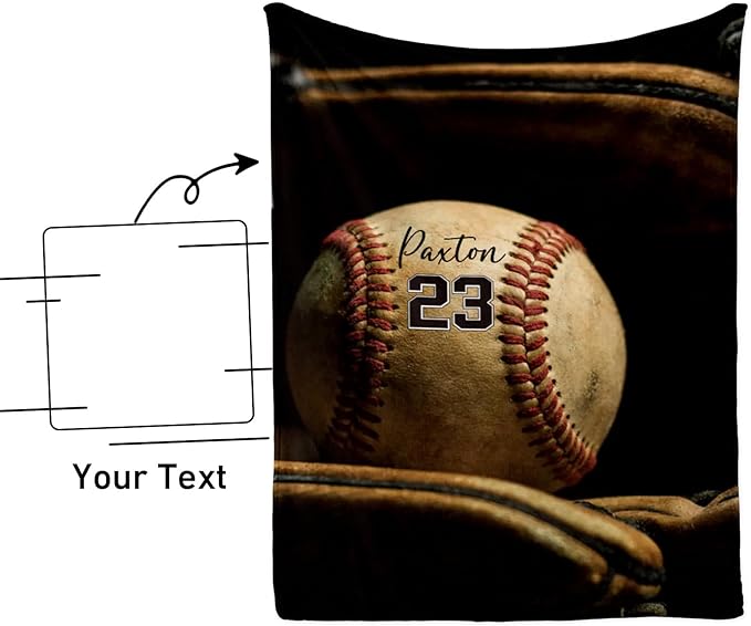 Custom Softball Baby Blanket with Name Number: Personalized Fluffy and Warm Gift for Baby Toddler Kids and Adults Birthday Skin-Friendly Flannel Fabric(30"x40")