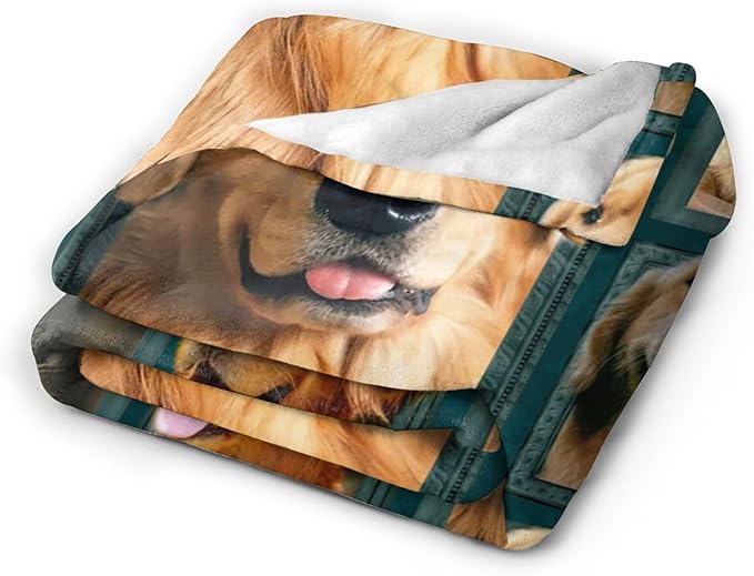 Tijuboni Golden Retriever Throw Blanket Dog Gifts for Girls Boys Women Men Kids Adults Soft Flannel Fleece Blanket for Couch Sofa Bed Home Decor 50"x60"