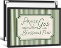 Christian Bible Verse Scripture Poster Praise God From Whom All Blessings Flow Wall Art 12x16 inch Black Framed Green Striped Religious Canvas Prints for Church Home Prayer Room Wall Decor
