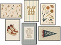 Sports Posters for Boys Bedroom, Boy Nursery Canvas Wall Art, Cute Animal Athletes & Sports Equipment Pictures, Charming Quotes Take Me Out To The Ball Game Play All Day Print 8x12in Wrapped Canvas