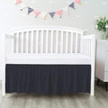 100% Egyptian Cotton, Nursery Crib Toddler (28" x 52" + 16") 800 Thread Count Crib Skirt Dust Ruffle, Bedding Skirts for Baby Boys or Girls, 16" Drop, Black Solid