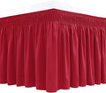 Biscaynebay Wrap Around Bed Skirts for Queen Beds with Short Drop of 12", Red Adjustable Elastic Dust Ruffles Easy Fit Wrinkle Resistant Silky Luxurious Fabric Machine Washable