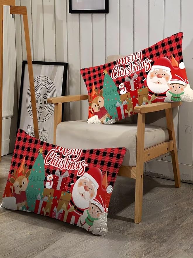 Christmas Comforter Set Twin Size Black and Red Plaid Bedding Sets Xmas Gift Christmas Themed Festival Quilt Set,1 Comforter + 1 Pillow Case