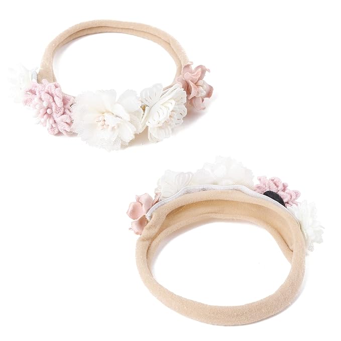 cherrboll 3pcs Baby Girl Flower Headbands, Super Soft & Stretchy Nylon Floral Hairbands for Newborn Toddler