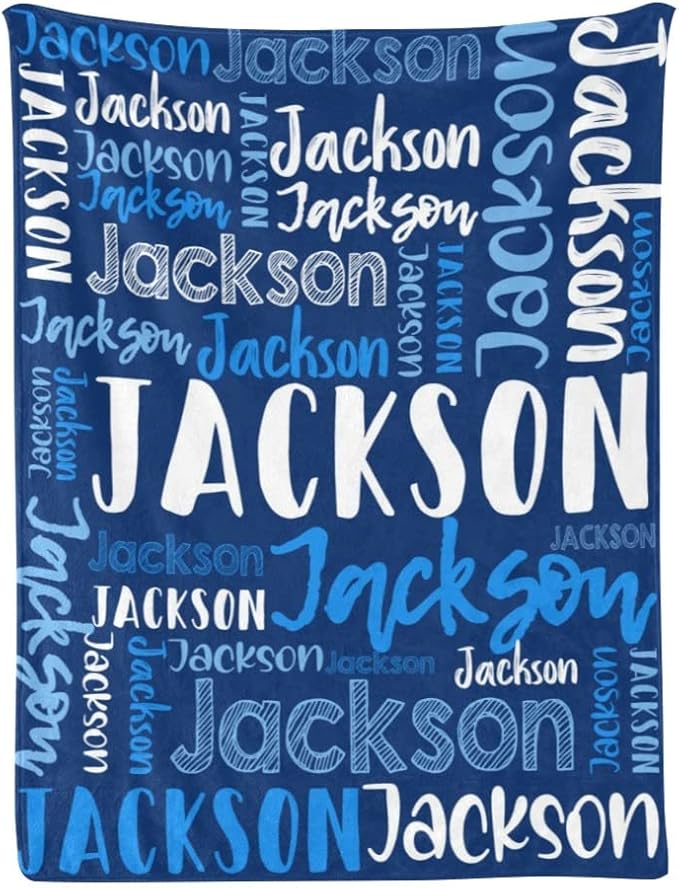 Dr.TOUGH Personalized Blankets with Name Customized Baby Blankets for Girls Boys Adults Monogrammed Blankets and Throws Christmas Birthday Mothers Fathers Valentines Day Gift (Blue,30''×40'')